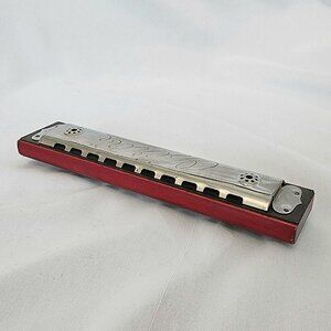 Opera C Note Harmonica 6.25 Inch 6 1/4" West Germany 1950 1960 Vintage Red Wood‎